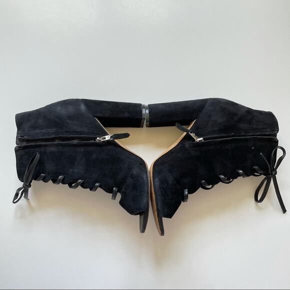 Sam Edelman Black Yvie Lace Up Suede Bootie - Picture 6 of 9